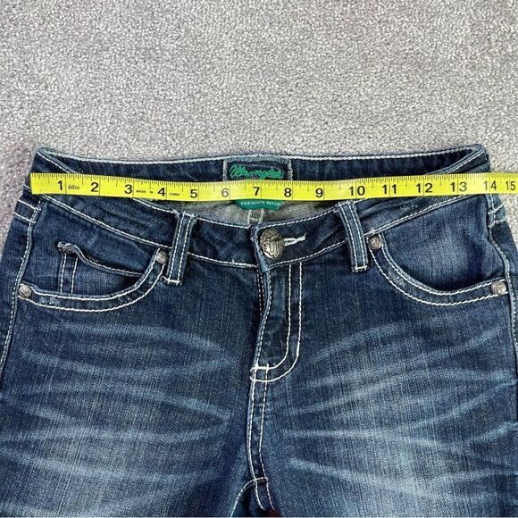 Wrangler Premium Patch Jeans Women's 27X30 Blue Dark Wash Skinny Leg Low Rise - Picture 10 of 15